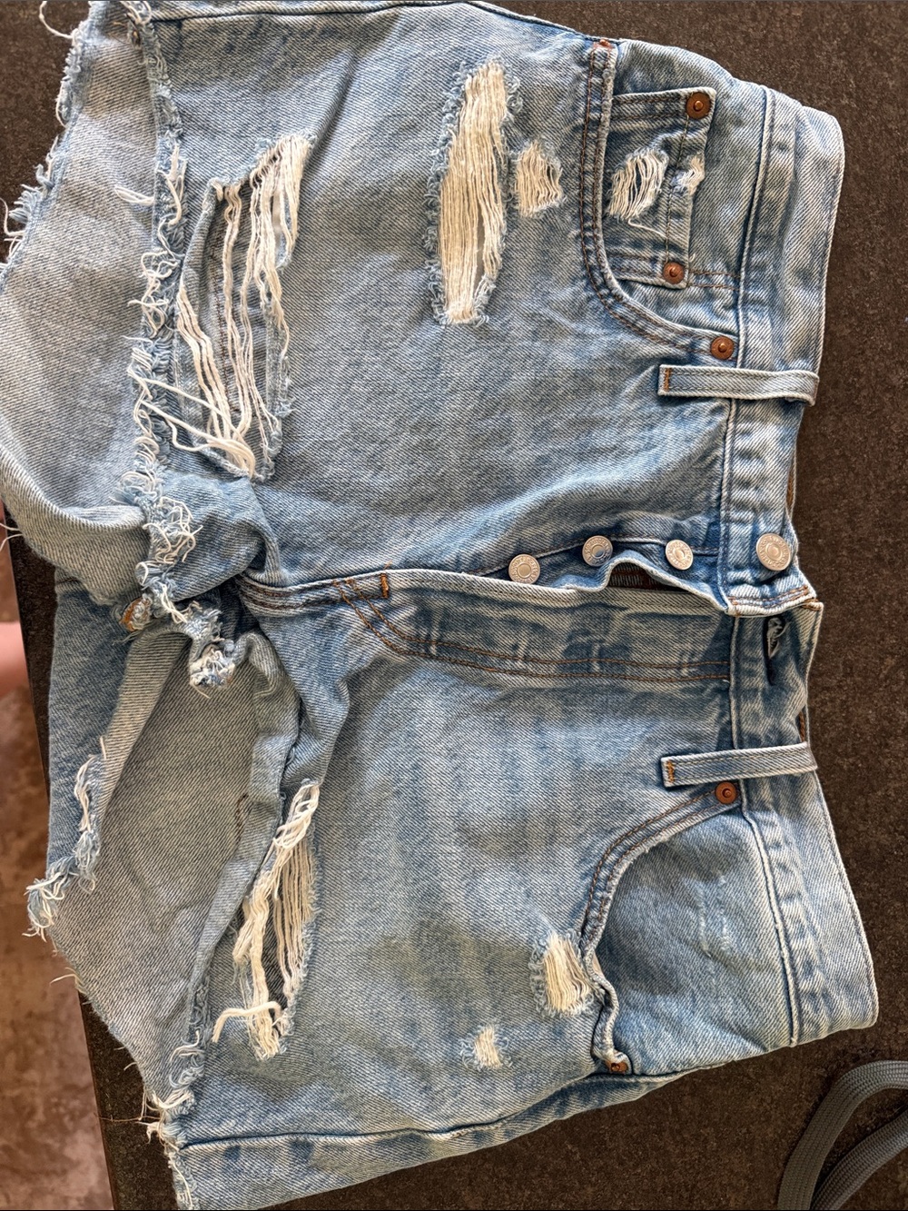 Levi's Distressed Light Blue Denim Jean Shorts